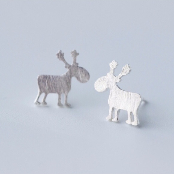 Mini Moose Sterling Silver(925) Post Earrings - Picture 1 of 4